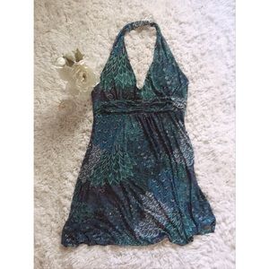 Halter Top Peacock Print Dress